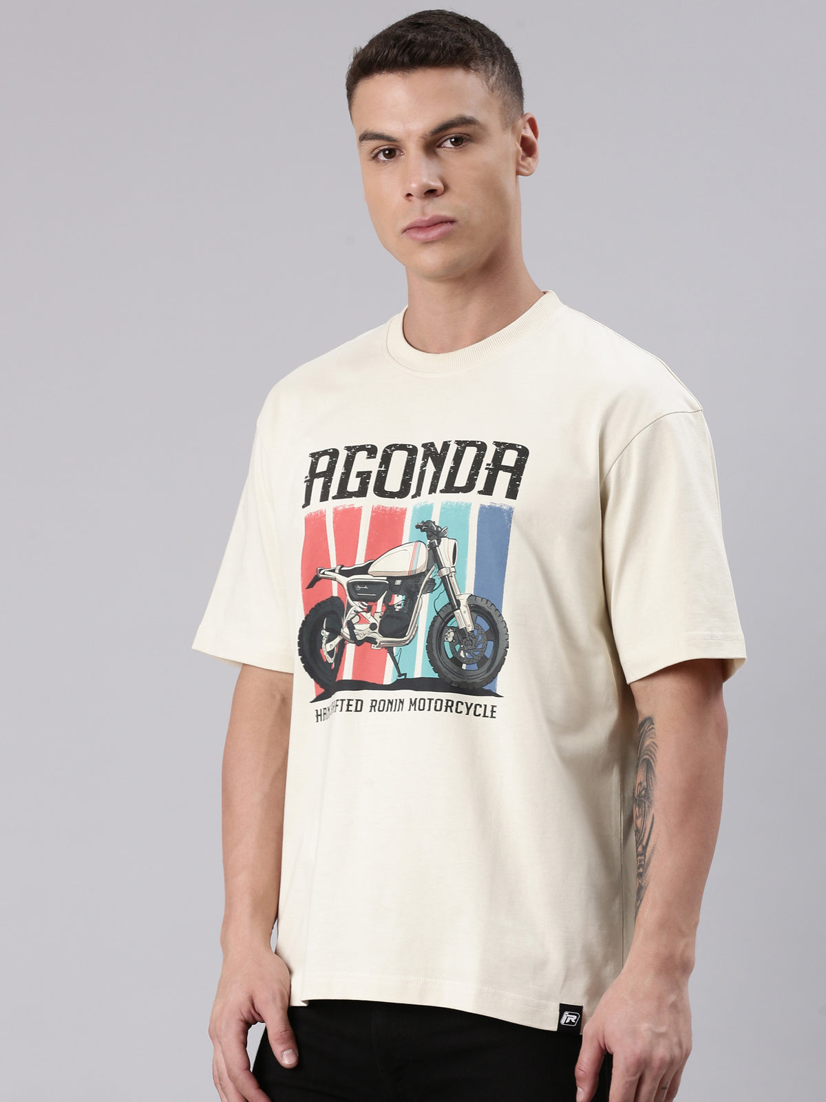 TVS Lifestyle 100% Cotton Oversized Graphic T-shirt for Men | Premium 220 GSM Heavyweight Tee with Relaxed Fit | Soft Cotton Oversized T Shirt for Boys | Durable Ribbed Neckline Streetwear Style